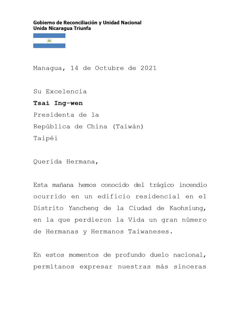 mensaje-taiwan-nicaragua